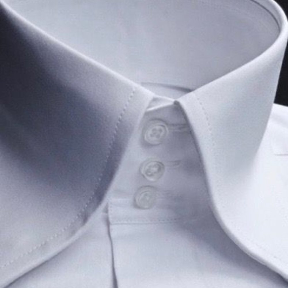 MorCouture White 3 Button High Collar Shirt